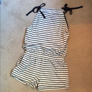 Madewell Tie Shoulder Stripes Romper XS EUC